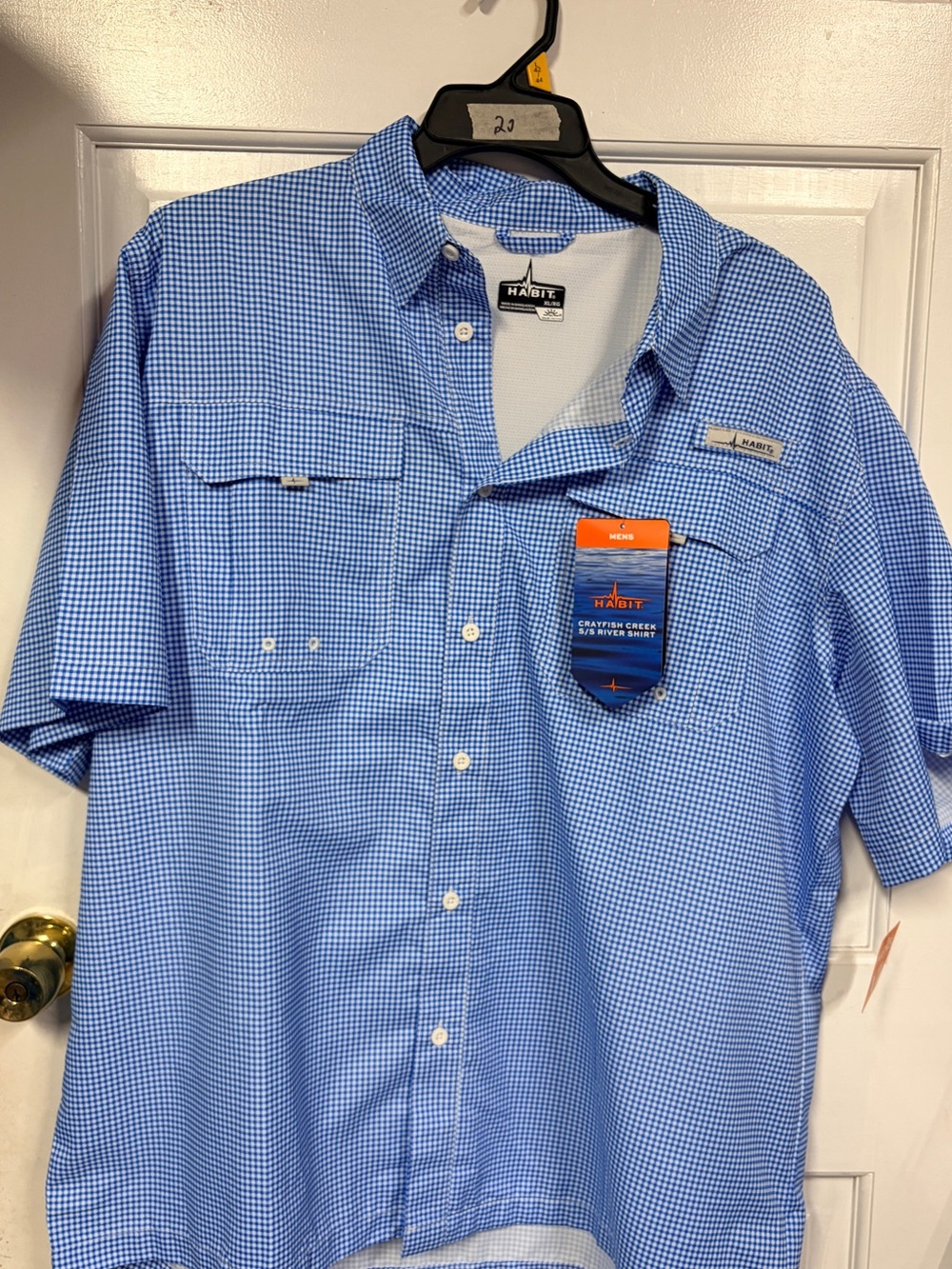 Men’s Lightweight Blue Gingham Short-Sleeve Shirt